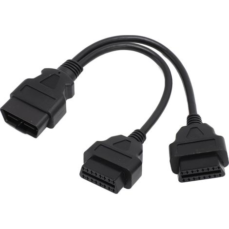 Câble d'extension OBD 16 broches mâle vers double femelle en Y, adaptateur pour véhicules avec interface OBD2 (1/5)
