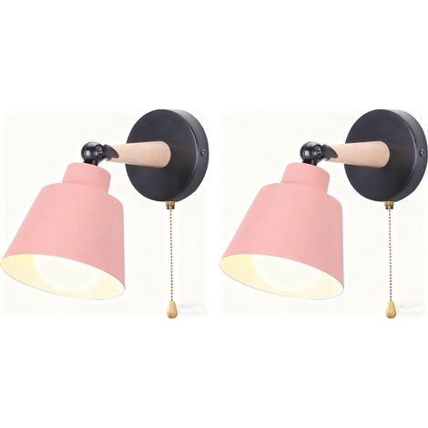 2PCS Modern Wall Light E27 Minimalist Retro Wall Sconce Nordic Indoor Wall Lamp For Bedroom Office Corridor Hallway Pink