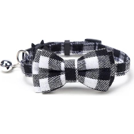 2-teiliges Katzenhalsband-Set in Schwarz und Weiß, Katzenhalsband mit Glöckchen und Fliege, niedliches Halsband für Kätzchen und Katzen (1/5)