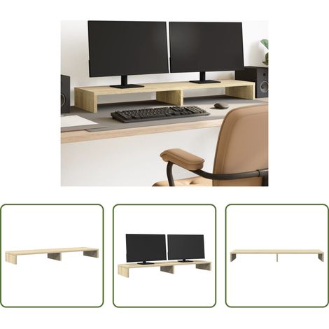 Support écran double - Support de moniteur chêne sonoma 100x27x10 cm bois d'ingénierie (1/5)