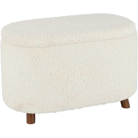 Pouf & Coffre de Rangement "Teddy" 80cm Blanc (1/4)