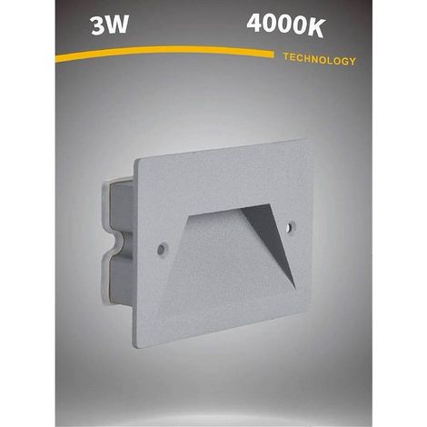 Segnapasso A Led 3w Grigio Faretto Applique Luce Fredda Calda Naturale Ip65 Es49