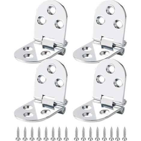 Stück Edelstahlscharniere, Messing-Möbelscharnier für Klapptisch, Möbelscharnier, Scharnier für Schrank, Tisch, Klapptisch, abgerundet, mit Schrauben (Silber)
