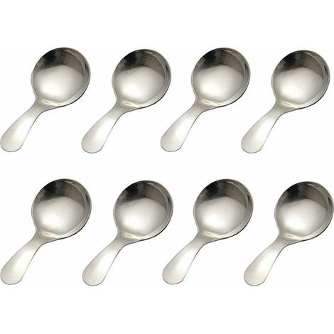 8PCS Silver Spoon Short Handle Stainless Steel Mini Salt Spoon