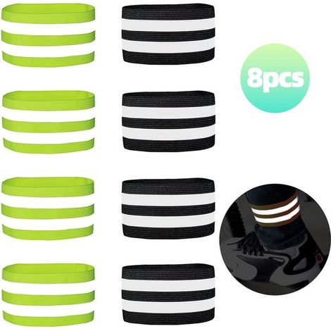 Lot de 8 pinces à pantalon réfléchissantes – Élastiques – Vélo, course, randonnée – Sécurité nocturne (1/5)