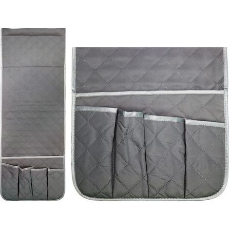 Sac de rangement pour accoudoir de canapé, coloris gris, organiseur pratique pour salon (1/5)