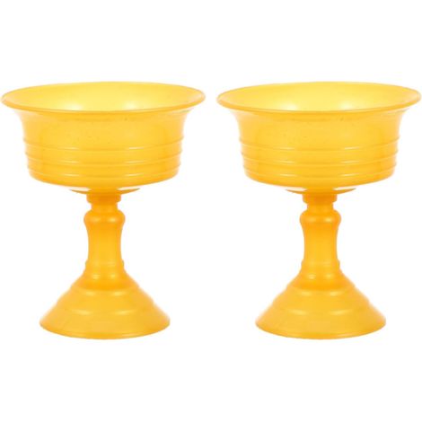 Support de Lampe à Huile Bouddhiste 2pcs en Plastique Doré, Bougeoir Décoratif Unique pour Offrande Bouddha et Salle de Prière (1/5)