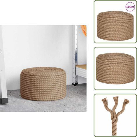 Corde 100 % jute 10 mm 100 m - Corde En Jute - Corde Naturelle - Corde Épaisse - Corde Résistante - Corde Bricolage (1/5)