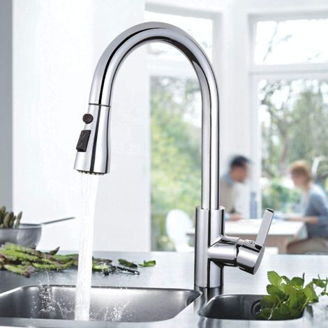 Todot – Mélangeur de cuisine avec spray extractible – rotation à 360° – Acier inoxydable – Céramique – DAKF3F (1/5)