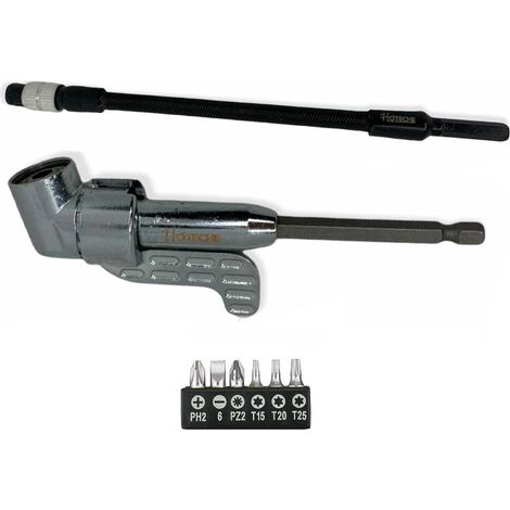 Adattatore angolare per trapano attacco 1/4" Set 8 pz prolunga flessibile 251030 (1/3)