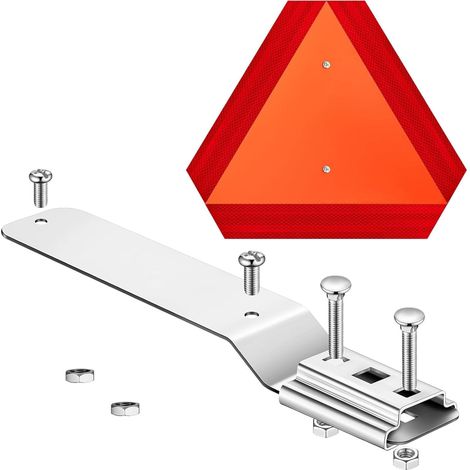 Panneau de véhicule à déplacement lent, triangle réfléchissant en aluminium avec support à installation rapide pour tracteurs et voiturettes de golf SMV (1/5)