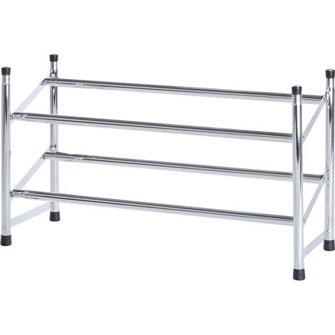 WENKO Portascarpe, scaffale telescopico per scarpe, per 10 paia di scarpe, in metallo, 64-119x35x23 cm, cromato (1/5)