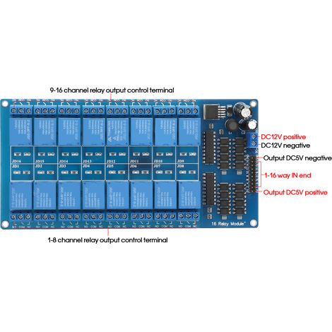 16-Kanal-12V-Relaismodul, Relaissteuerplatine mit Optokopplerschutz (1/5)