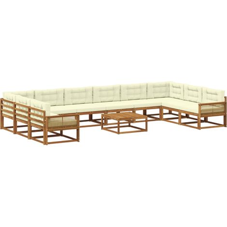 Set di divani da esterno con cuscino 11 pcs Naturale e Crema vidaXL (1/5)