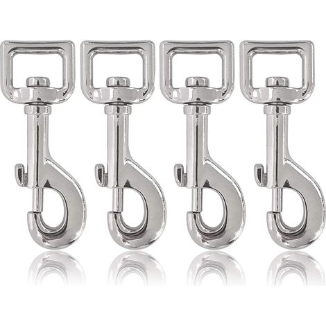mousquetons à Boulon avec Pivot soudé, 59 mm, Lot de 4, Rotation 360 deg Anti-emmêlement, Acier allié Argent, pour paracorde 550, Collier et Laisse Chien, Porte-clés, Attaches de Sac, Outdoor (1/5)