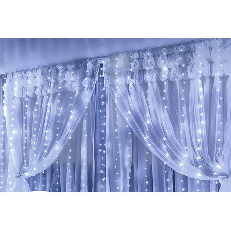 Coppia Tende Luminose Luce Fredda Natale Batteria 144 Led Addobbi Finestra (1/5)
