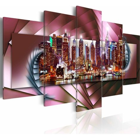 Tableau new york et figure fractale - 200 x 100 cm (1/4)