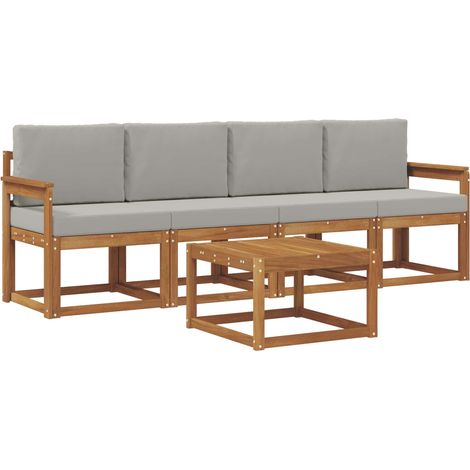 Conjunto de sofás de exterior 5 pcs Gris Natural y Claro vidaXL (1/5)
