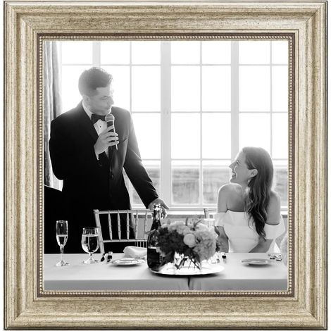 Cadre photo 30x30 cm Argent - Style Baroque Vintage - Pour affiches, photos et certificats - Verre acrylique incassable - Élégant & décoratif - Idéal pour salon, bureau ou galerie (1/5)