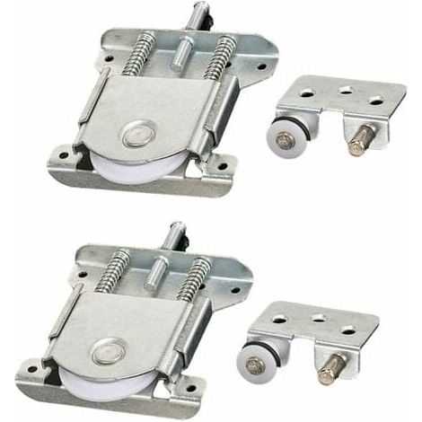 ZVD- Juego de 2 piezas para puerta de armario corredera, ruedas, rodillos, guías con tope de amortiguación, capacidad de carga 20 kg (1/4)
