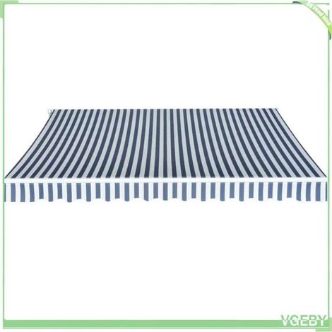 Auvent pliable manuel - FAFEICY - 275564 - 350 cm - Bleu/blanc - Résistant eau, saleté, UV (1/5)