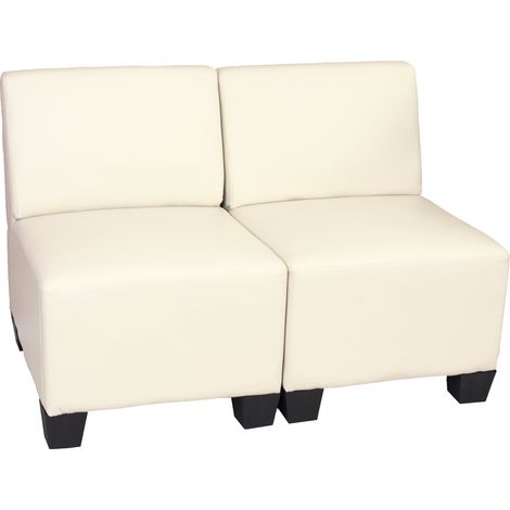 Sofá modular 2 plazas Lyon, polipiel, crema, sin reposabrazos (1/5)