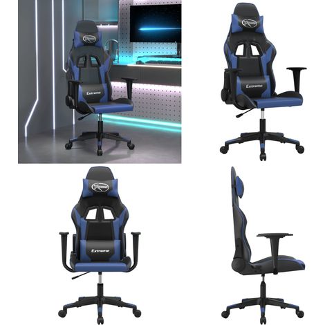 Gaming-Stuhl Schwarz und Blau Kunstleder - Gamingstuhl Kunstleder - Gamingstuhl Schwarz Blau (1/5)