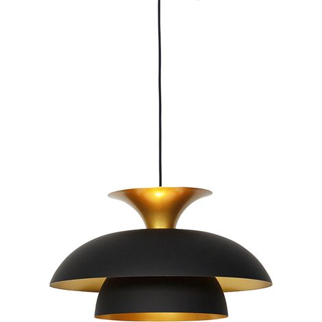 Moderne runde Pendelleuchte schwarz mit Gold 3-Lagen - Titus