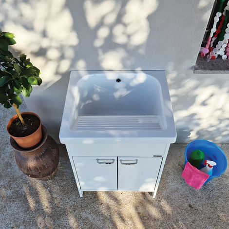 Mobile lavatoio ceramica da esterno 60x50 con strizzatoio Dordogne (1/4)