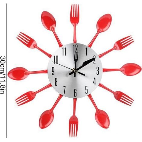 Horloge Murale - Acier Inoxydable - 30 cm - Cuisine Bureau Intérieur - 1 Pièce (1/4)