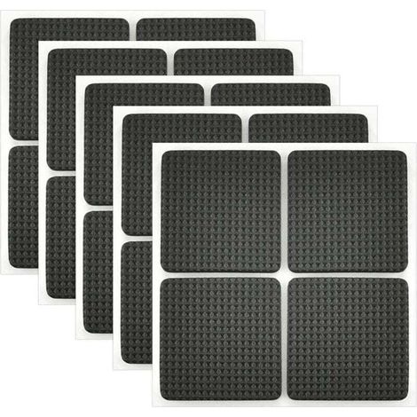 20Pcs Patin Antiderapant Caoutchouc Tampon Caoutchouc Adhesif Patin Feutre Adhésif Patin de Meubles Adhésif pour la Protection des Carreaux, Tables, Planchers de Bois 3.8 x 3.8cm (Noir) (1/4)