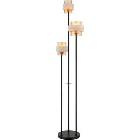 Stehleuchte Stehlampe Wohnzimmerlampe 3-flammig Schwarz Metall H 167 cm (1/5)
