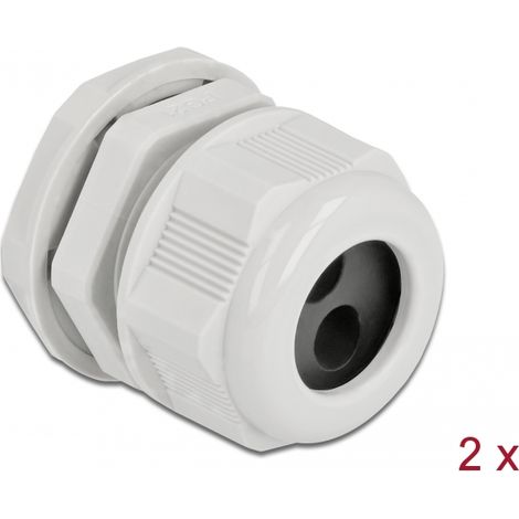 Delock Prensaestopas PG21 para cable redondo con dos entradas de cable gris 2 piezas