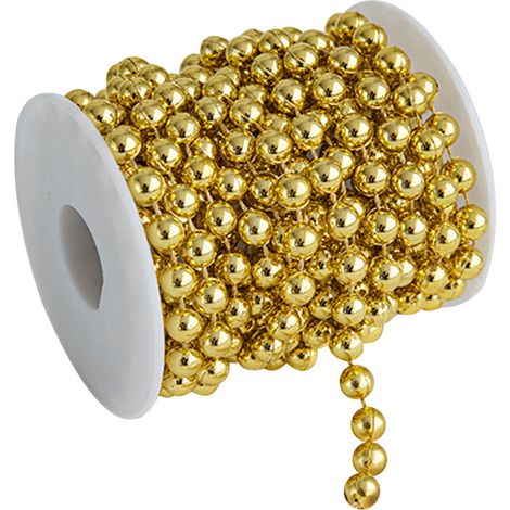 Guirlande De Perles - Chaîne De Perles Métallisées Or Et Blanc - Décoration Arbre De Noël Intérieur - 2 Mètres - 1 Pièce