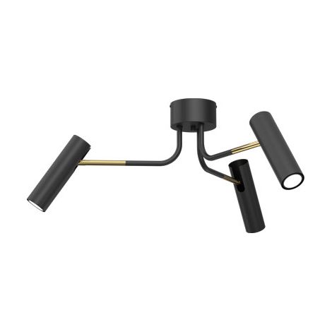 Plafonnier Axion minimaliste noir-or 3 spots GU10 Luminex
