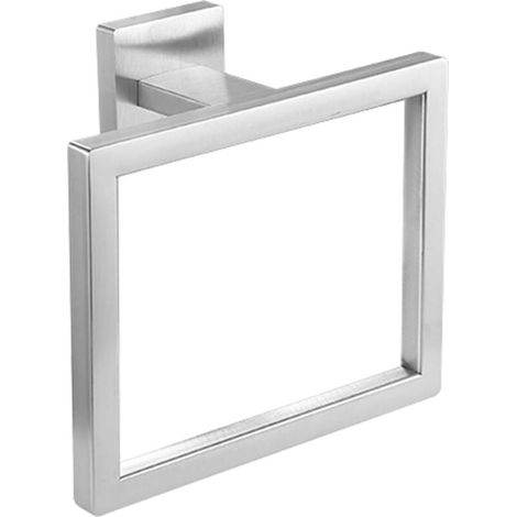 Quadratischer Handtuchring für Badezimmer, wandmontierter Handtuchhalter für Bad und Dusche, silber (1/5)