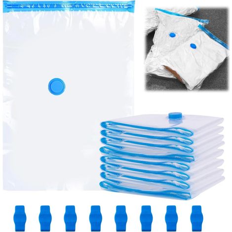 8 Pièces Rangement Sous Vide pour Vêtements 60x40 CM, Vacuum Storage Bags, Sac Sous Vide Vetement, Sac Vetement Sous Vide Aspirateu, Réduction d’Espace 80%, Protection Anti-Humidité et Poussière (1/5)