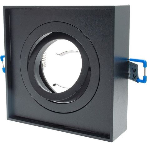 Trade Shop - Quadratische verstellbare Strahlerhalterung, externer Einbaustrahler, 85 mm, LED-Lampe, GU10, GU5.3 - Schwarz (1/5)