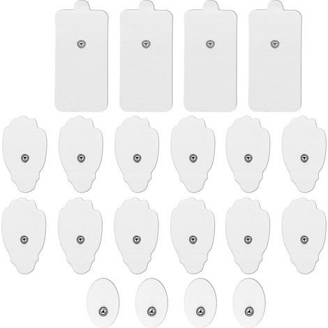 20 replacement electrodes with 3.5 mm push button - for targeting multiple body areas - Compatible with most TENS devices (1/4)
