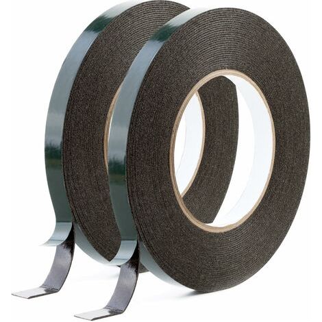 Ruban Noir Double Face Ultrarésistant de de 10mm x 10m (Lot de 2) Ruban Parfait pour Montage Durable et Adapté à l’industrie Automobile, Les Moulures，Fonepro (1/3)