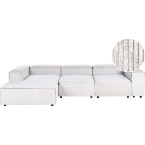 Modular Right Hand Sofa Off White Cord 4 Seater Sectional Corner Sofa with Black Legs Modern Living Room ARDAL (1/5)