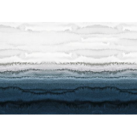 Papier peint panoramique graphique Tapisserie panoramique bleue et blanche Papiers peints panoramiques pour chambre garçon (1/2)