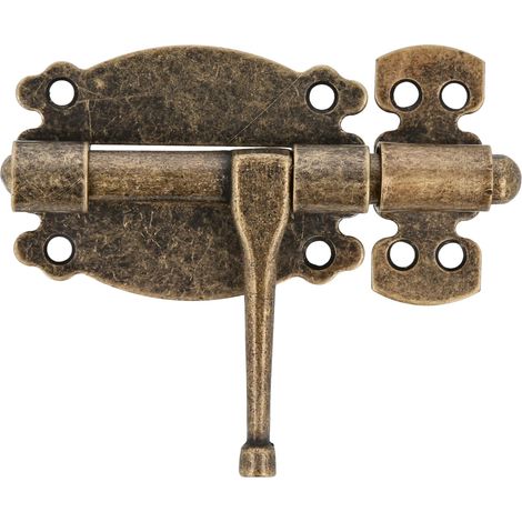 Loquete Superposé pour Portes et Meubles Mod. 484 Verrou de Sécurité pour Fermeture Horizontale Matériau Acier avec Axe en Zamak 80 mm Style Rustique Inclut la Quincaillerie Cuir (1/5)