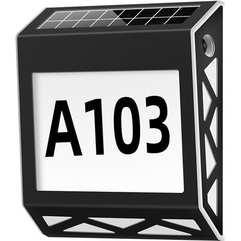 Plaque d'adresse murale solaire avec éclairage LED pour numéro de maison (1/5)