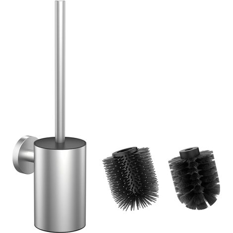 1 Ensemble Brosse WC Silicone Acier Inoxydable 304 Support Double Tête Nettoyage Salle De Bain (1/5)