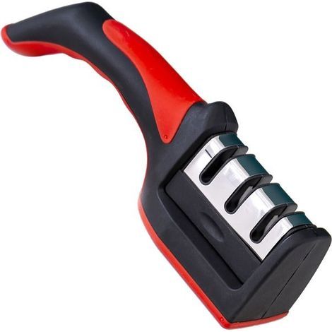 Multifunktionaler Messerschärfer – Rot und Schwarz – Keramik und Wolframstahl – 21 x 5 cm (1/5)