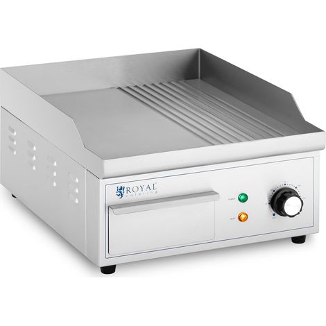 Piano cottura plancha elettrico professionale grill 2.000 watt (360 x 380 mm, piastra in ferro liscia e rigata) 140004063