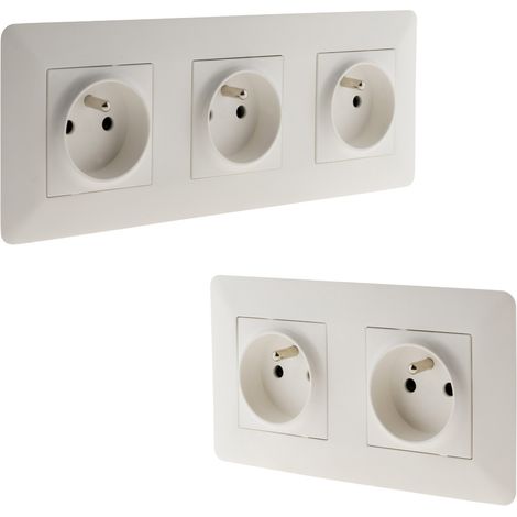 Prise double + simple 2P+T précâblée - installation rapide - Zenitech
