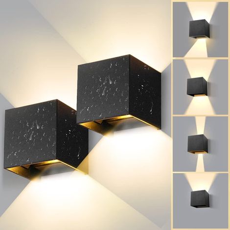 Applique Murale Interieur Exterieur 12W 3000K IP65 Étanche LED Lampe murale Extérieures Moderne Lampe Exterieur en Aluminium pour Chambre Salon Escalier, 2 Pièces (1/5)