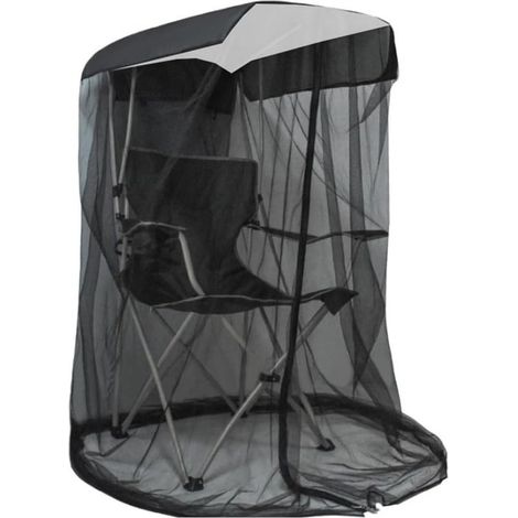 Filet Moustiquaire Portable pour Chaise de Camping – 82x89x160 cm,Protection Anti-Insectes pour Pêche, Jardin et Terrasse, Facile à Installer (Noir)-Tente uniquement (1/5)